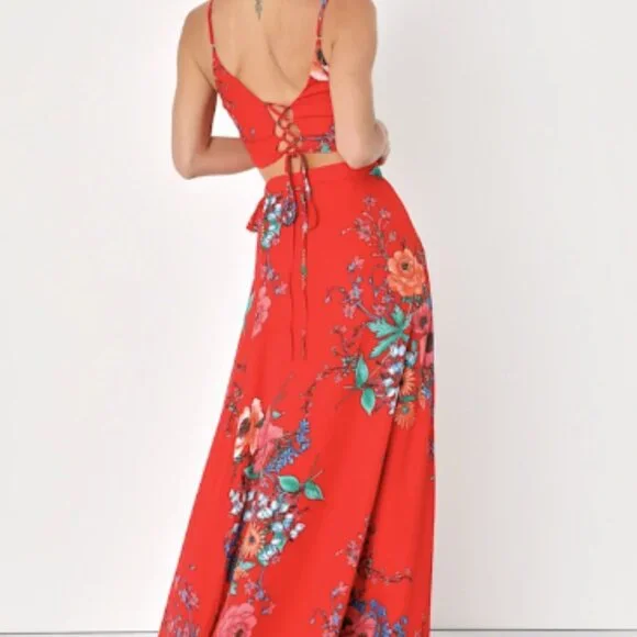 Lulus two piece tropical red dress - Picture 7 of 7